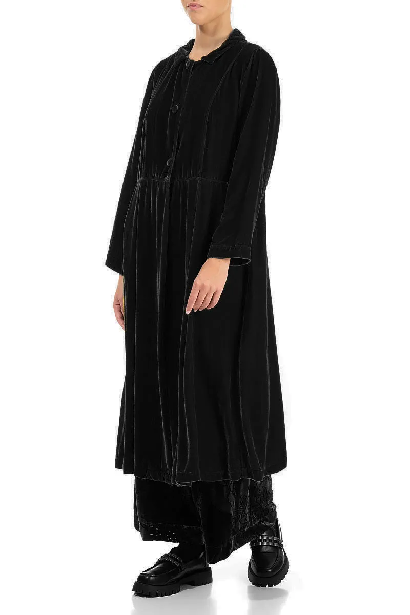 Back Tie Black Silk Velvet Jacket Flex Fit Fabric