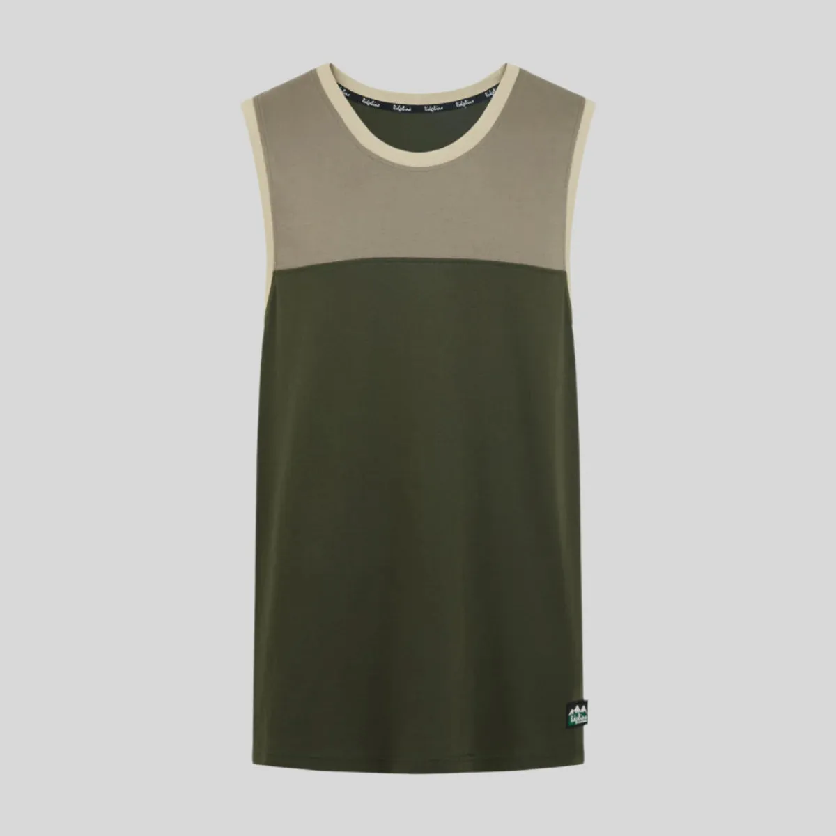 Backslider Singlet Top Olive Multi Microfiber Blended Fabric Relaxed Fit Shirt