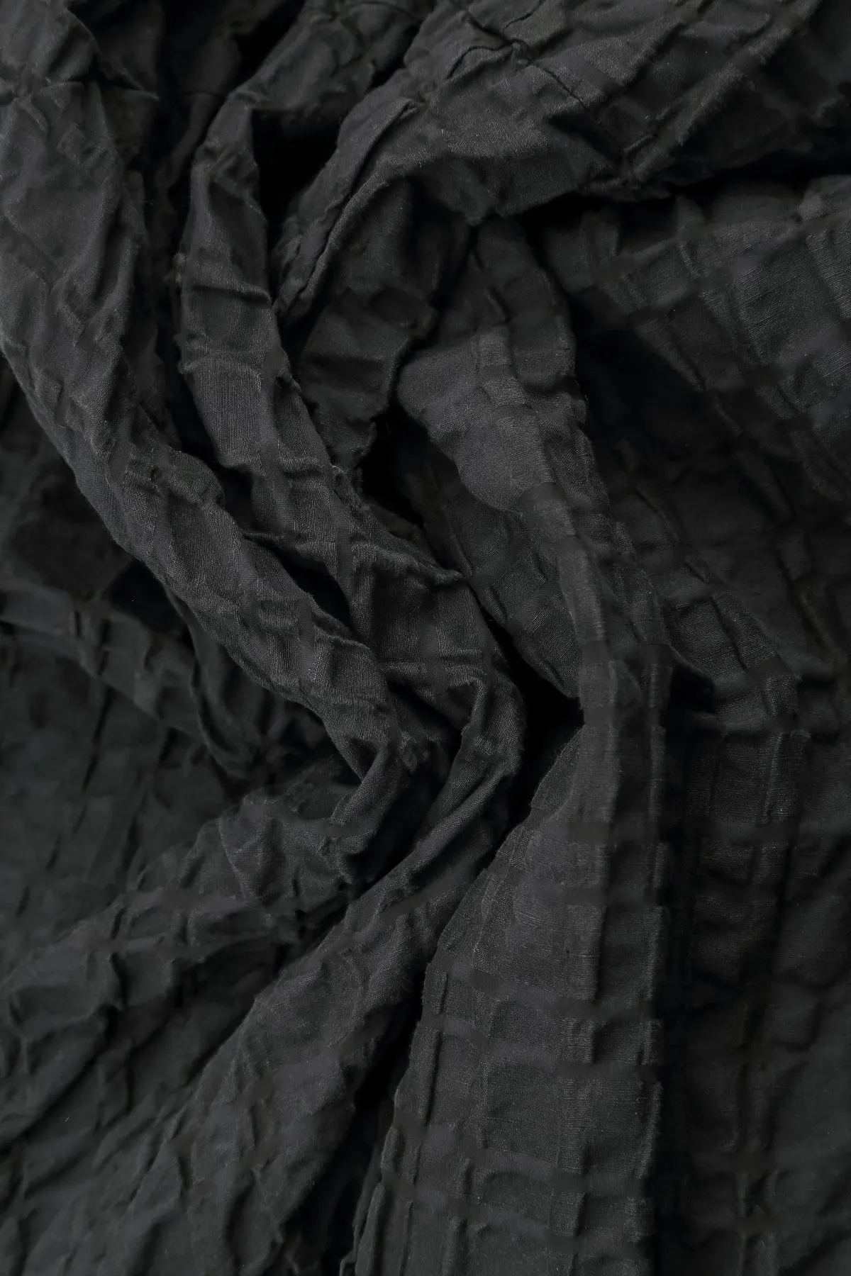Local Artisan Balloon Black Checkered Linen Cotton Skirt