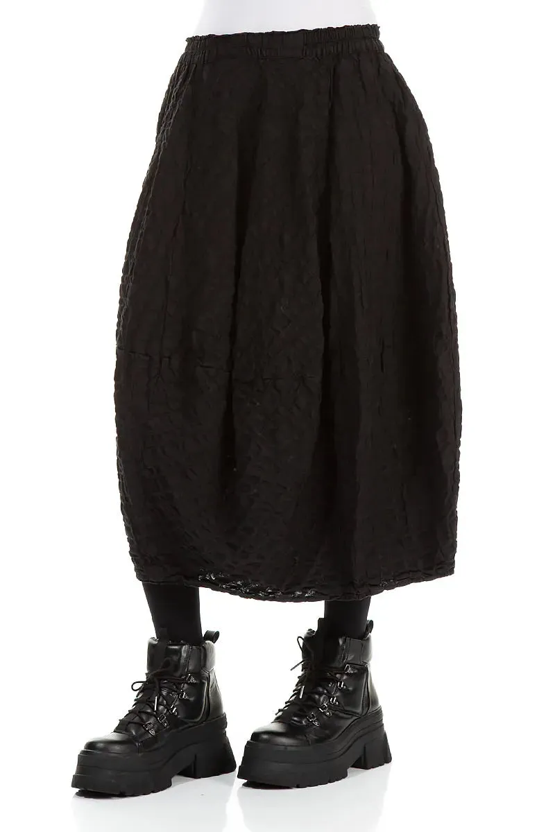 Leather Look Subtle Mood Balloon Black Checkered Linen Cotton Skirt