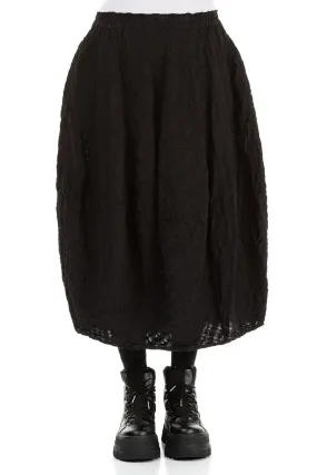 light feel Balloon Black Checkered Linen Cotton Skirt