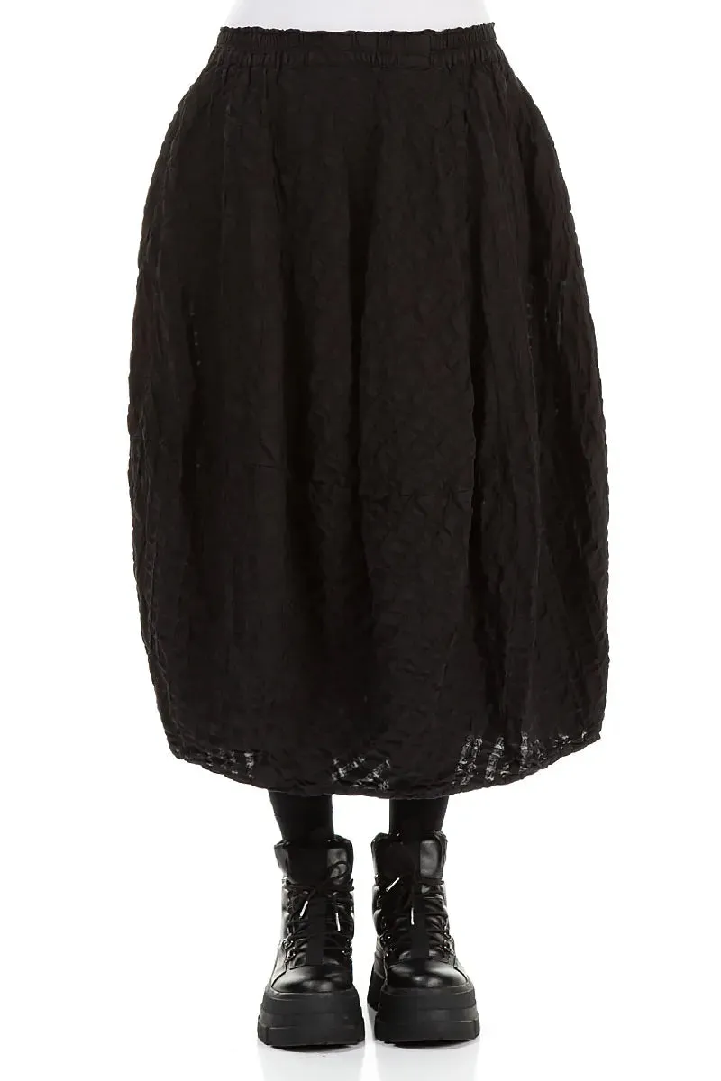 light feel Balloon Black Checkered Linen Cotton Skirt