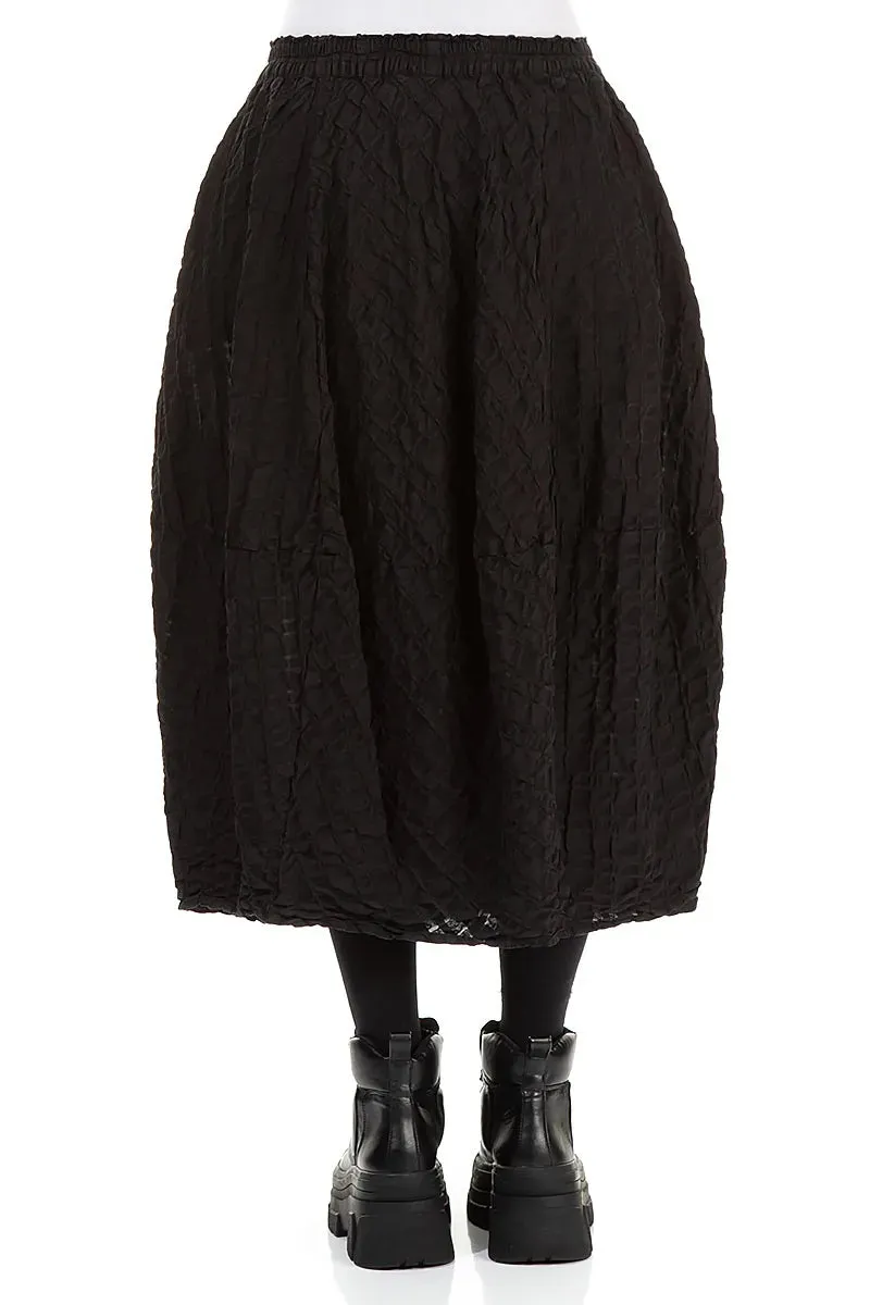 Breathable Material Balloon Black Checkered Linen Cotton Skirt