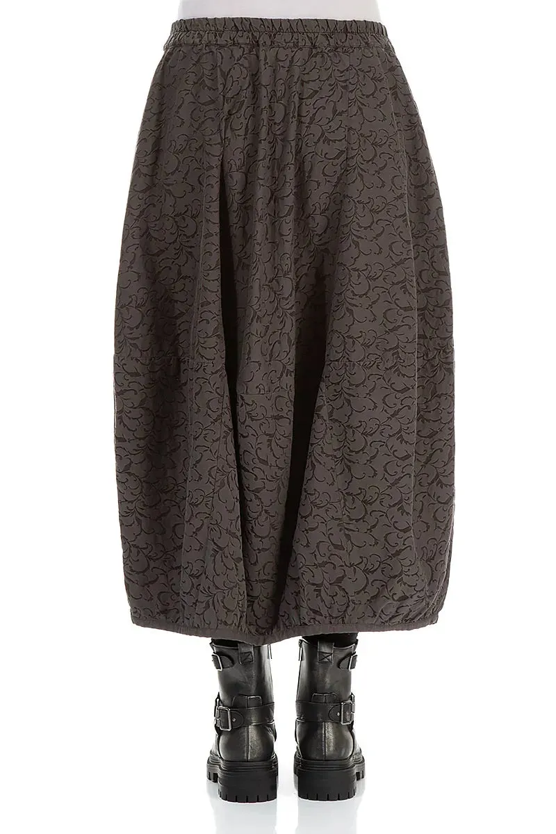 Balloon Ornamented Forest Brown Silk Cotton Skirt Seasonal Layering Foldable Design