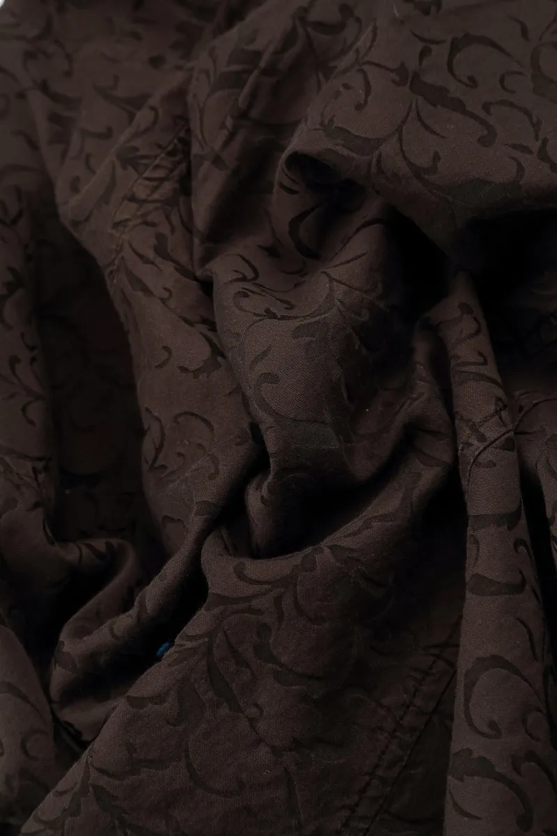 Balloon Ornamented Forest Brown Silk Cotton Skirt Sheer Overlay