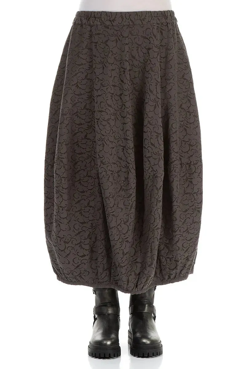 Performance Outfit Balloon Ornamented Forest Brown Silk Cotton Skirt