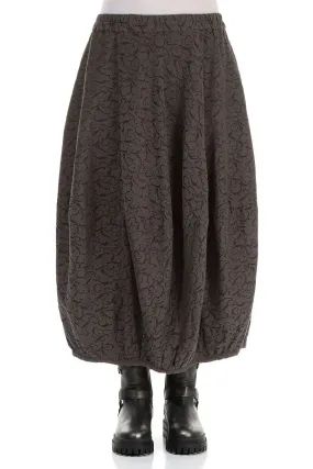 Performance Outfit Balloon Ornamented Forest Brown Silk Cotton Skirt