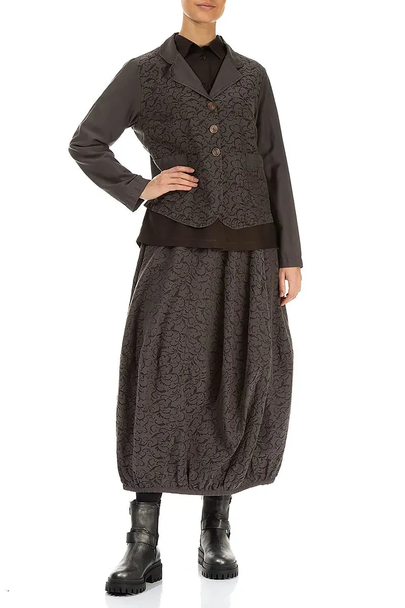 Art Gallery Visit Balloon Ornamented Forest Brown Silk Cotton Skirt