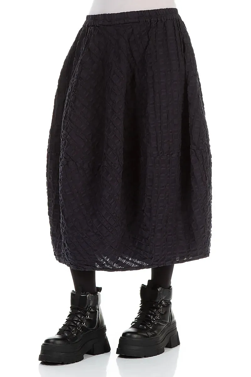 Timeless Wear Balloon Slate Blue Checkered Linen Cotton Skirt
