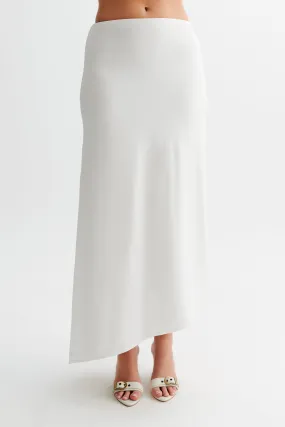 Bea Asymmetrical Slinky Maxi Skirt - White FlexibleKneePanels HeatRegulating