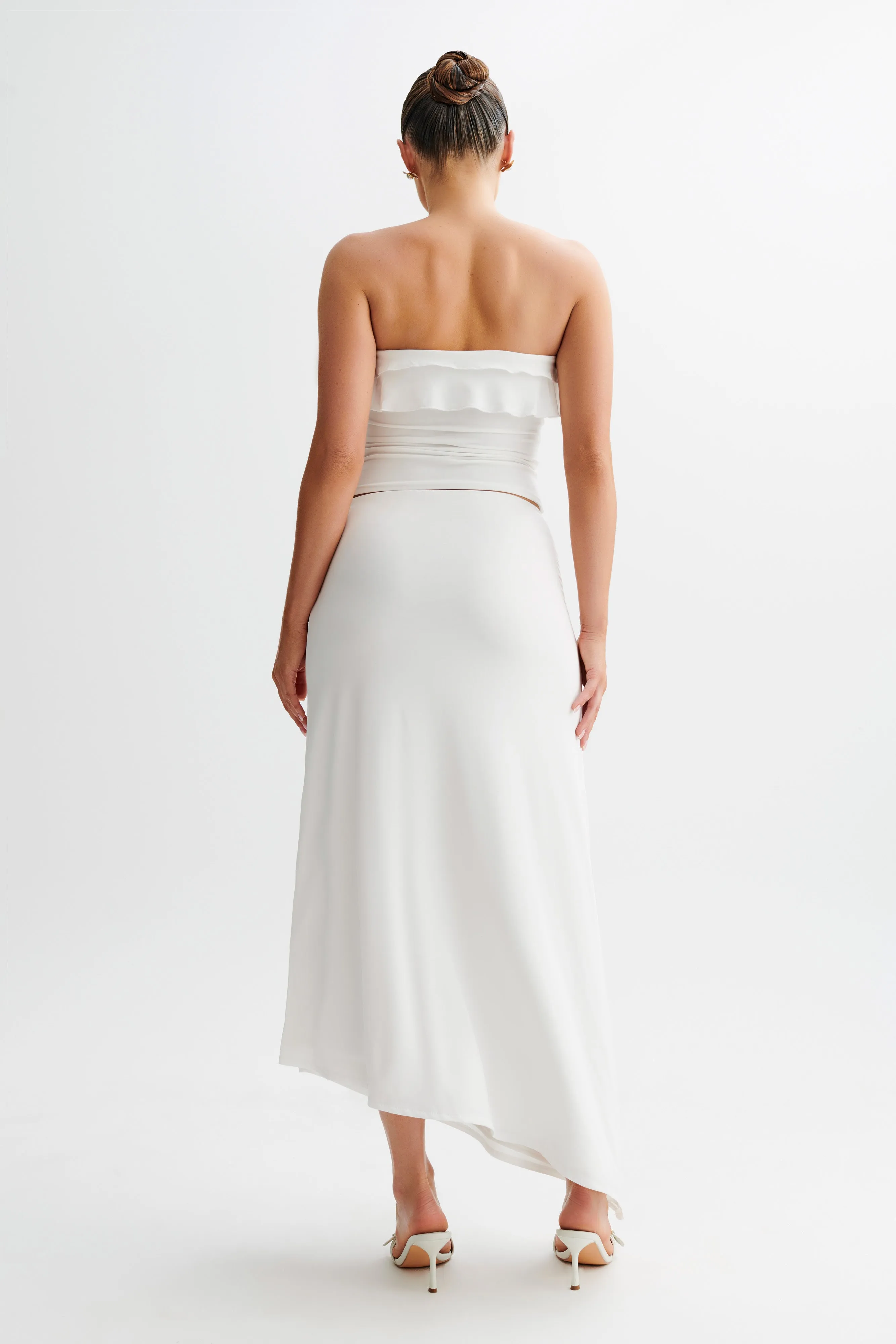 Bea Asymmetrical Slinky Maxi Skirt - White Relax Fit Wear