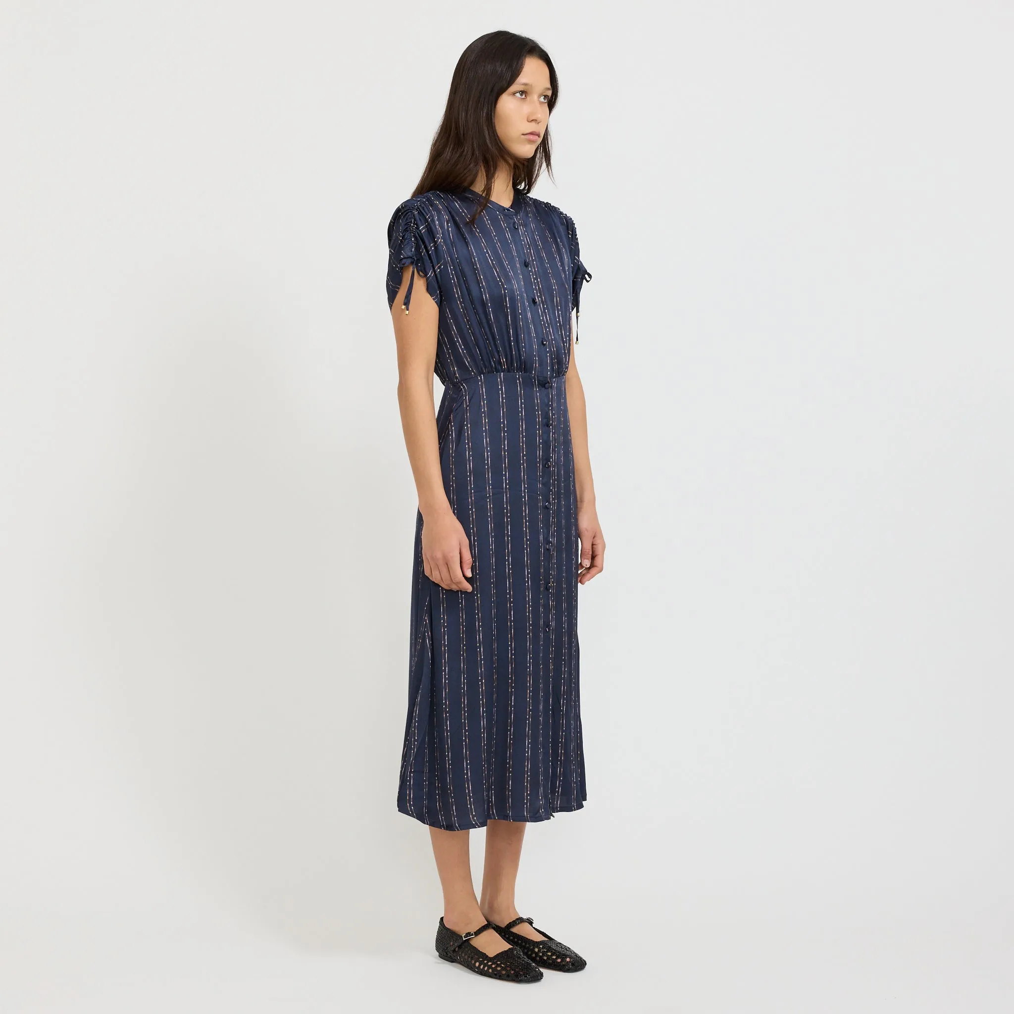 Farm Scene Nolong Dress Navy Plumik