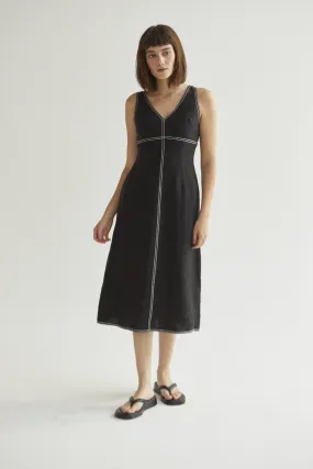 BLACK CONTRAST STITCH DRESS Pink Glow SmoothEdgeFinish