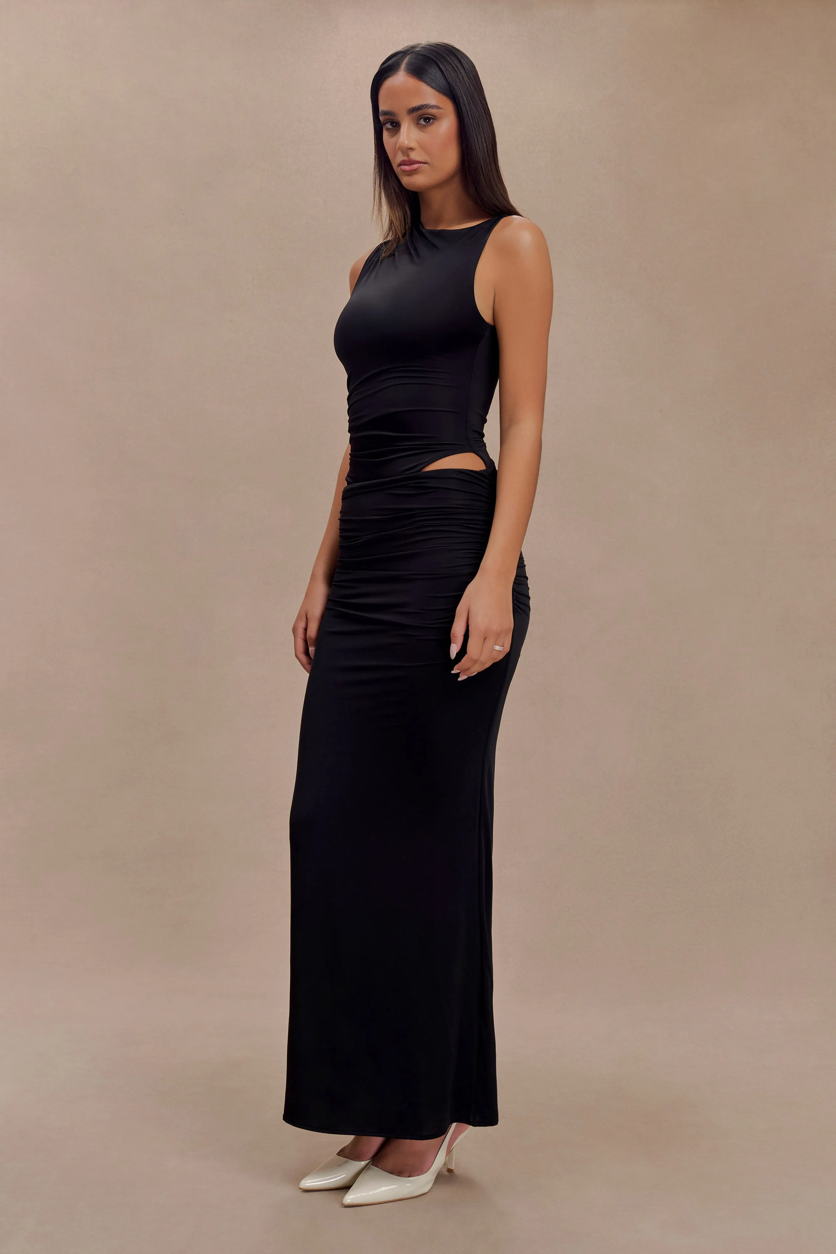 Easy Pick Kaia Slinky Cut Out Maxi Dress - Black
