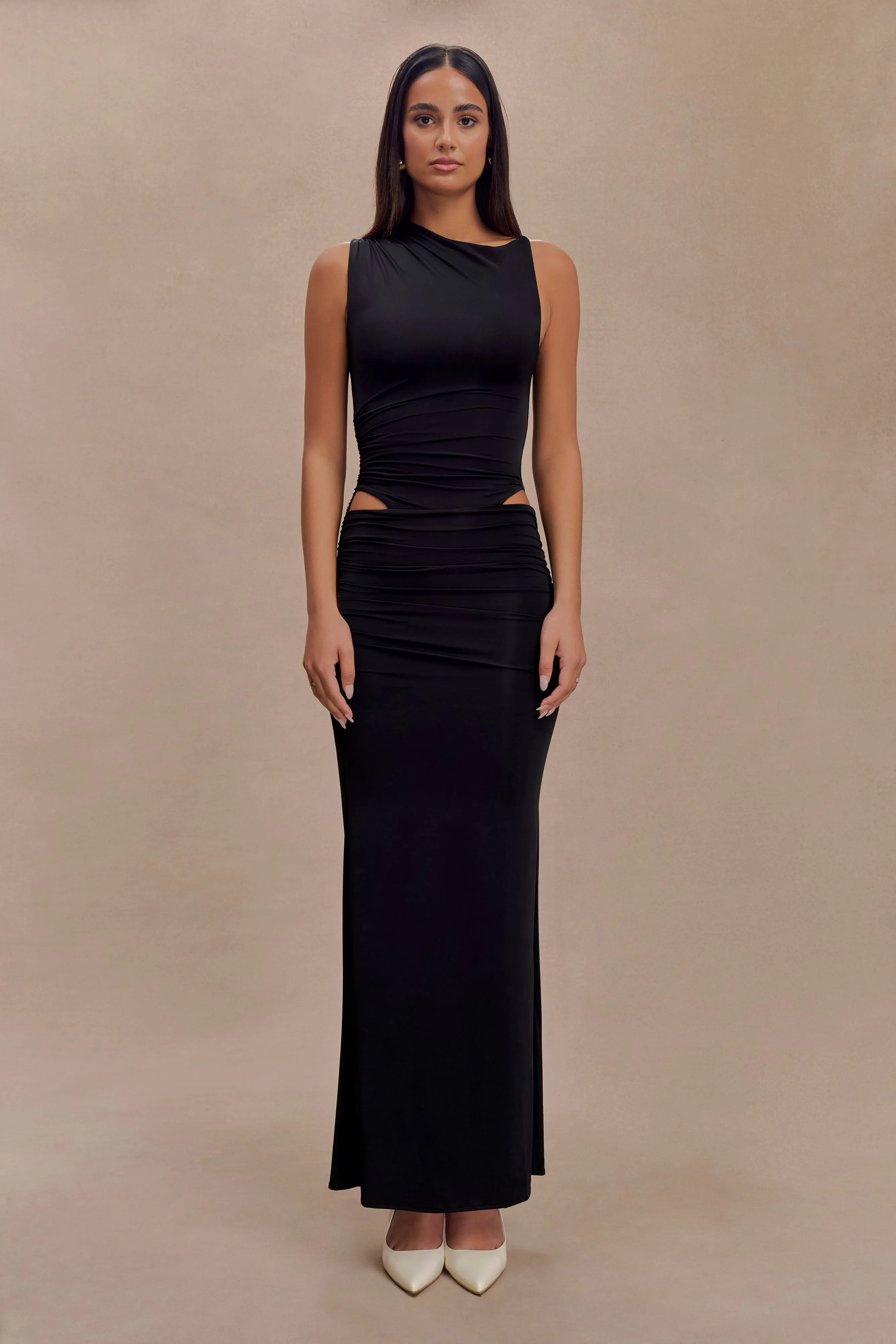 Simple Ease Kaia Slinky Cut Out Maxi Dress - Black