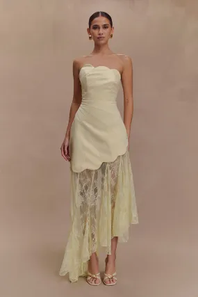 Aleena Satin And Lace Maxi Dress - Lemon Wedding guest Lace Fine