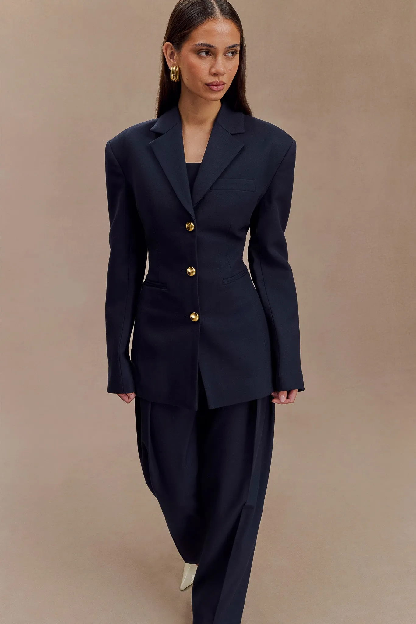 Bellamy Cinched Blazer - Dark Navy Light Outdoor Layer