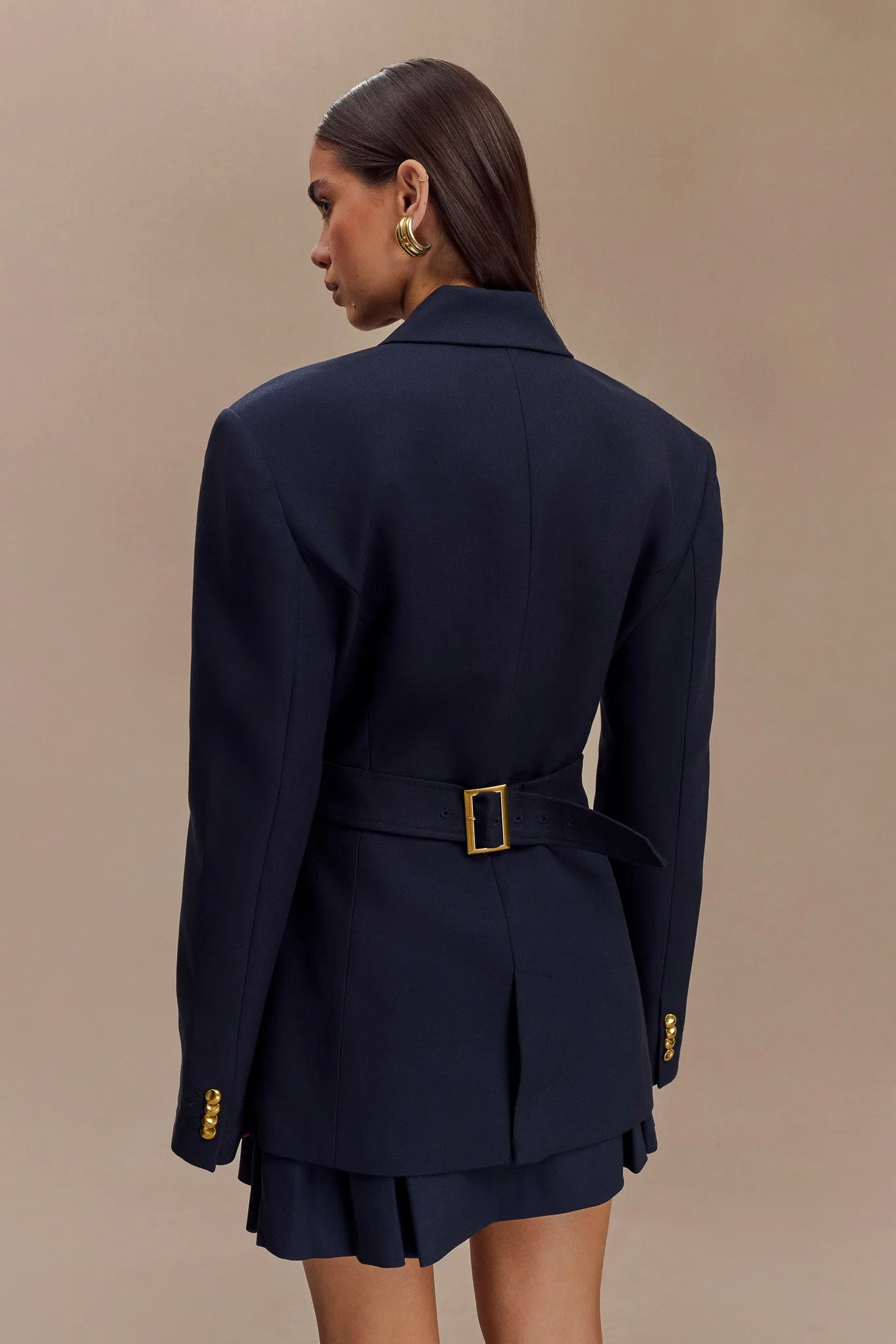 Bellamy Cinched Blazer - Dark Navy Everyday Fit Style Ultra Flexible