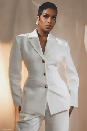 Reflective Safety Accents Bellamy Cinched Blazer - Ivory