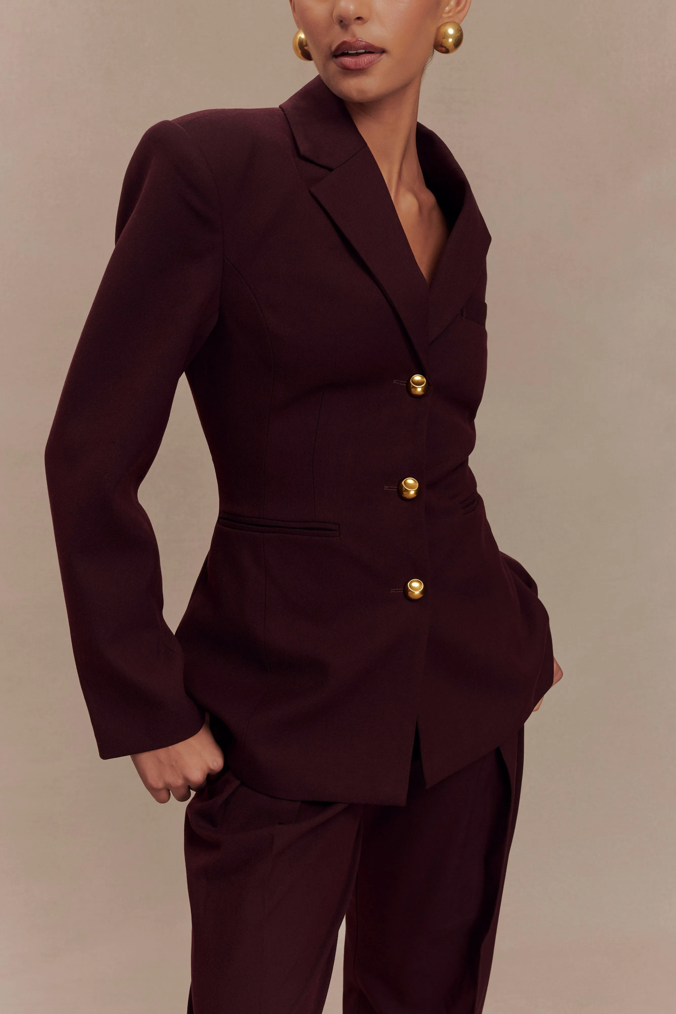 Bellamy Cinched Blazer - Mahogany Essential City Look