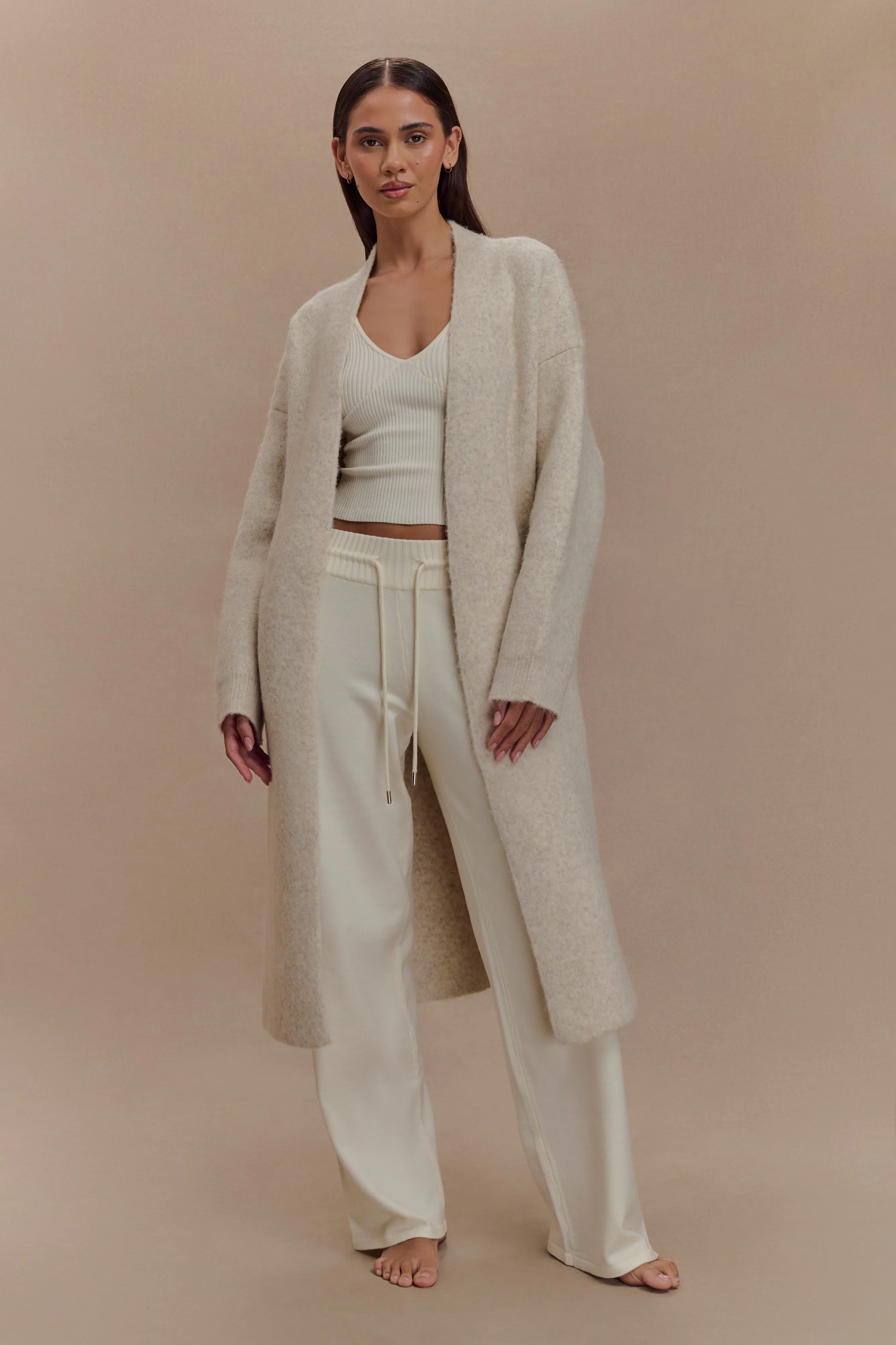 Benson Maxi Knit Cardigan - Cream Marle Active Wear