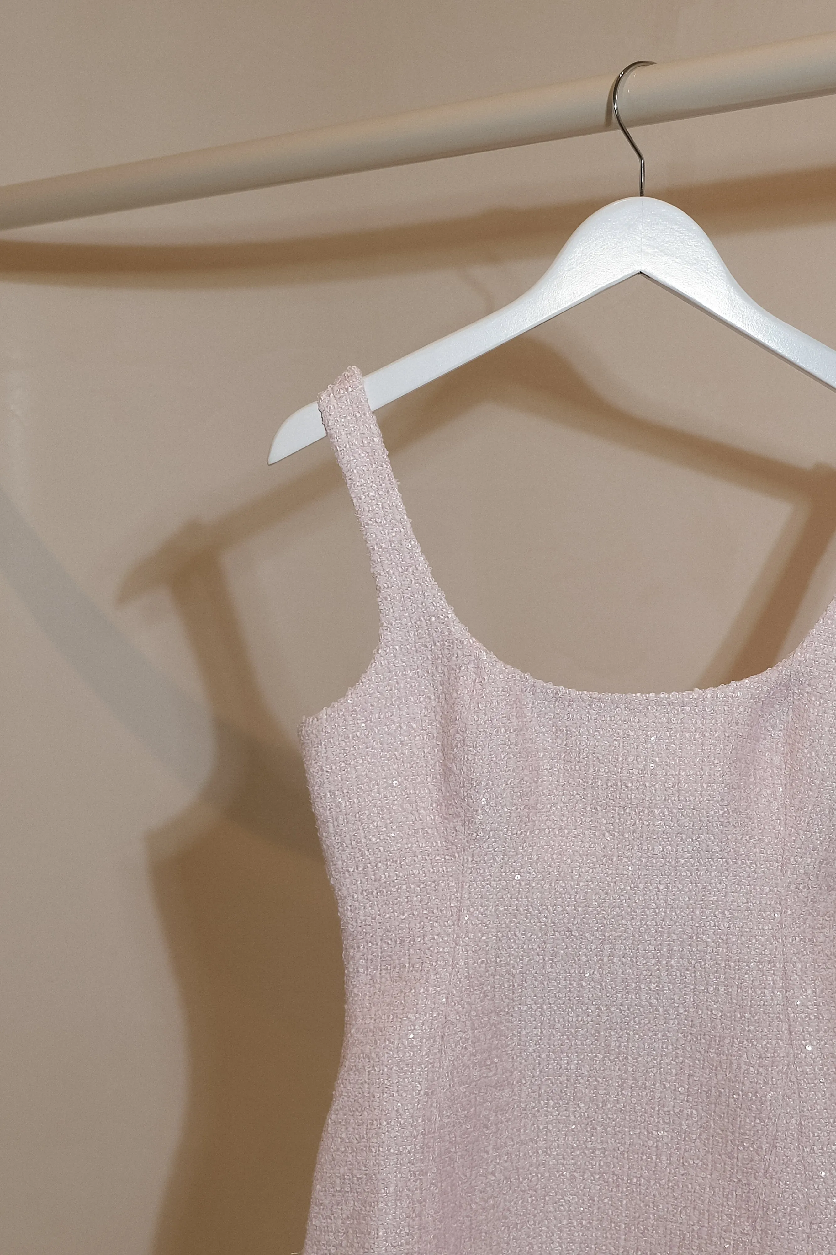 Beth Tweed Mini Dress - Fairy Floss Pink Flowy casual dress Emerging-Brand