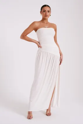 Sharp Motion Social Charm Bex Strapless Slinky Maxi Dress With Split - Ivory