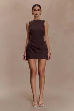 Tailored Comfort Bexley Draped Mini Dress - Dark Chocolate