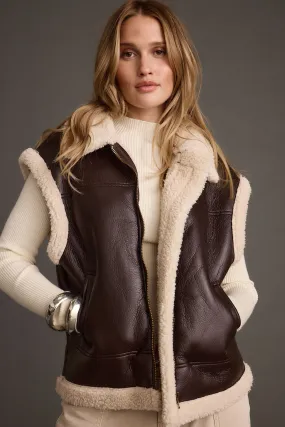Bighorn Oversized Sherpa Vegan Leather Vest HighStretchElastic Reinforced Hems