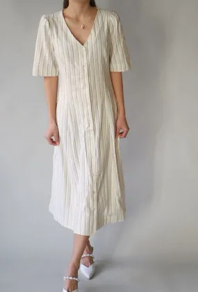 BIRCH STRIPE LINEN DRESS Open Back