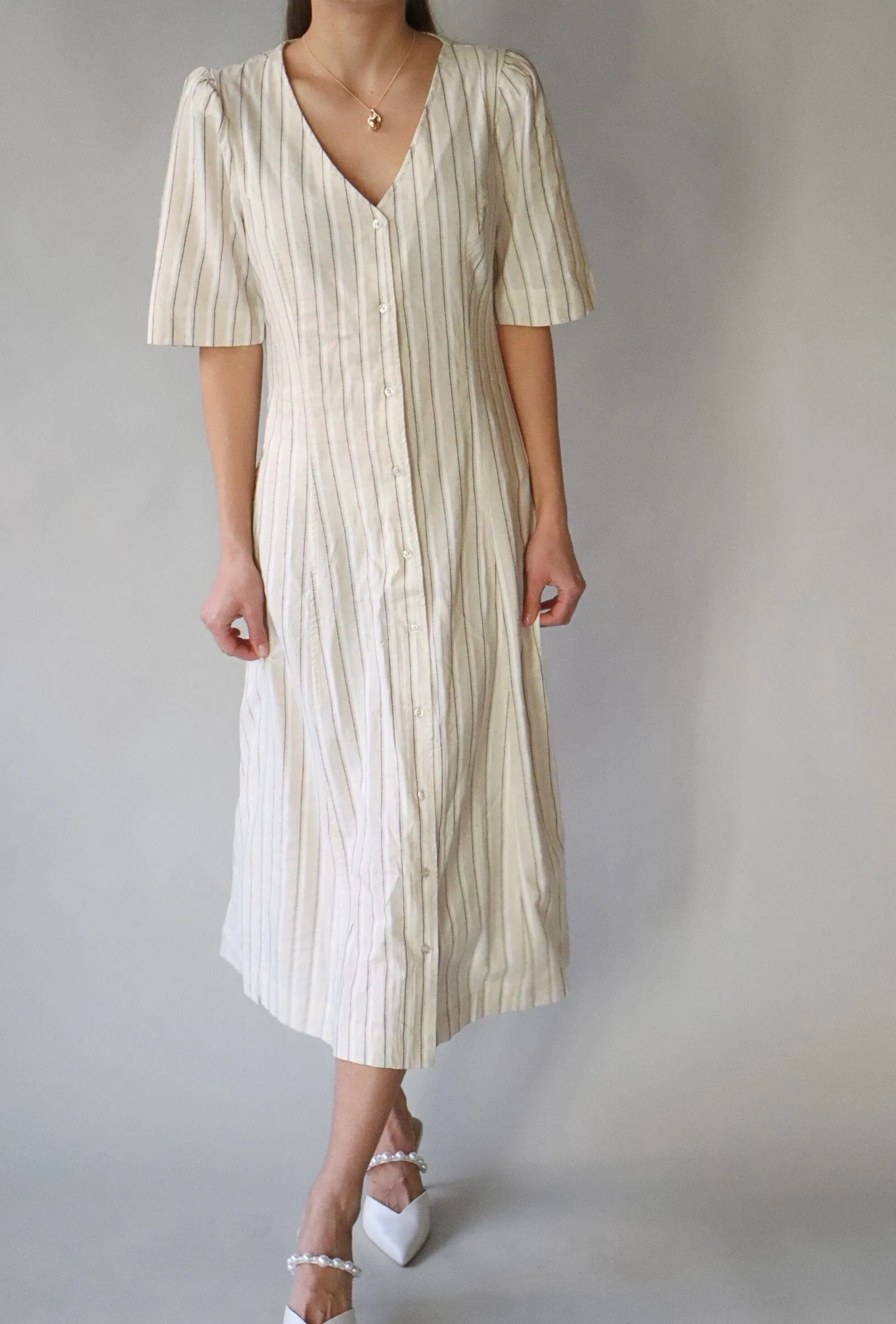 Warm Touch BIRCH STRIPE LINEN DRESS