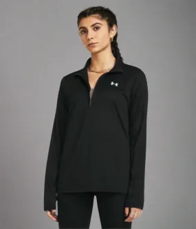 Soft Inner Lining Simple Dress Black  1/2 Zip Tech Top