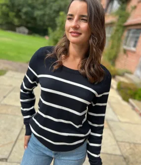 Comfortable fit Comfy chic Black & White Stripe Fine Knit Jumper