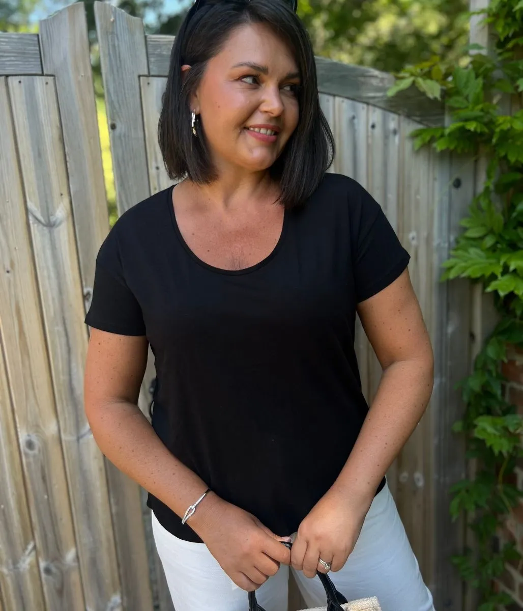 QuickReleaseClosures WaterRepellent Surface Black Basic Scoop Neck Tee