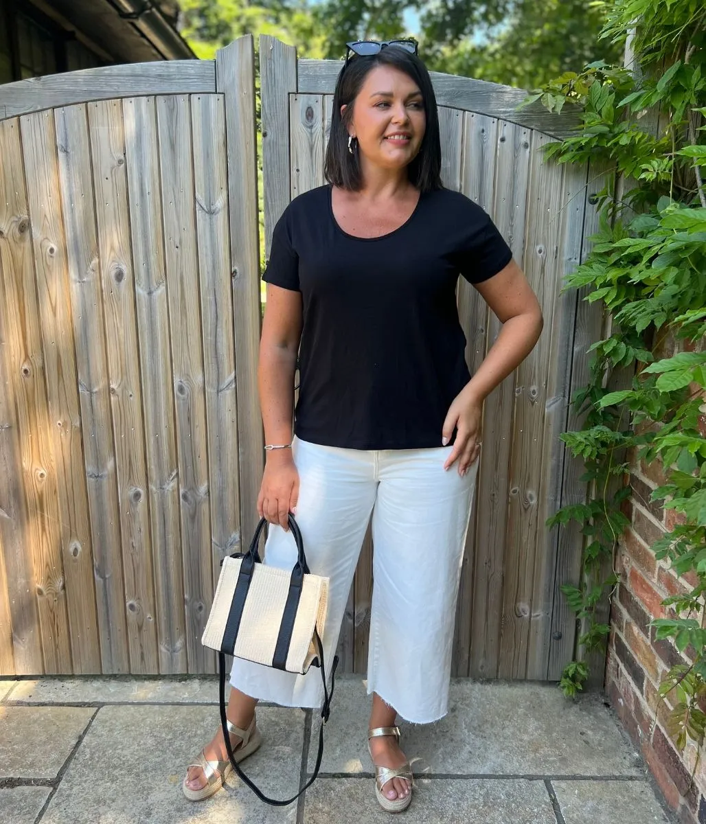 Black Basic Scoop Neck Tee Water Soul Classic Shirt