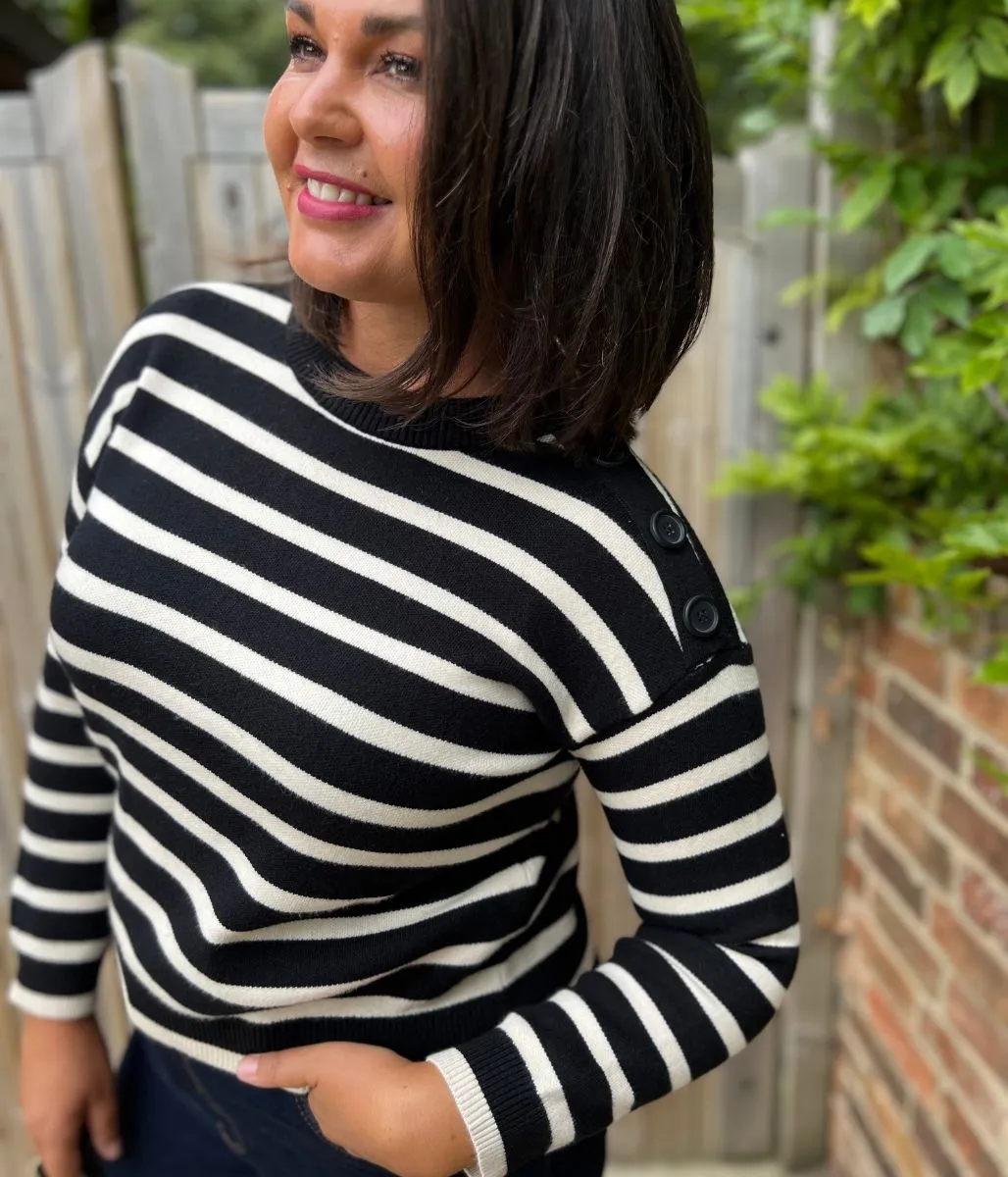 Winter Perfection Black Breton Striped Jumper