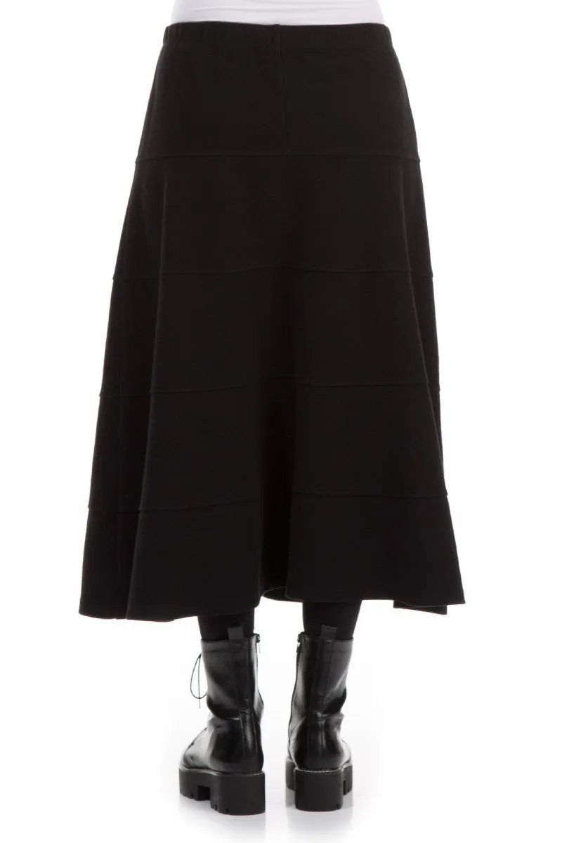 Black Cotton Jersey Bell Skirt Wrap Front Neutral Tones