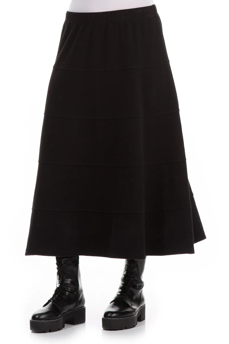 Coordinated Set Style Layering Black Cotton Jersey Bell Skirt