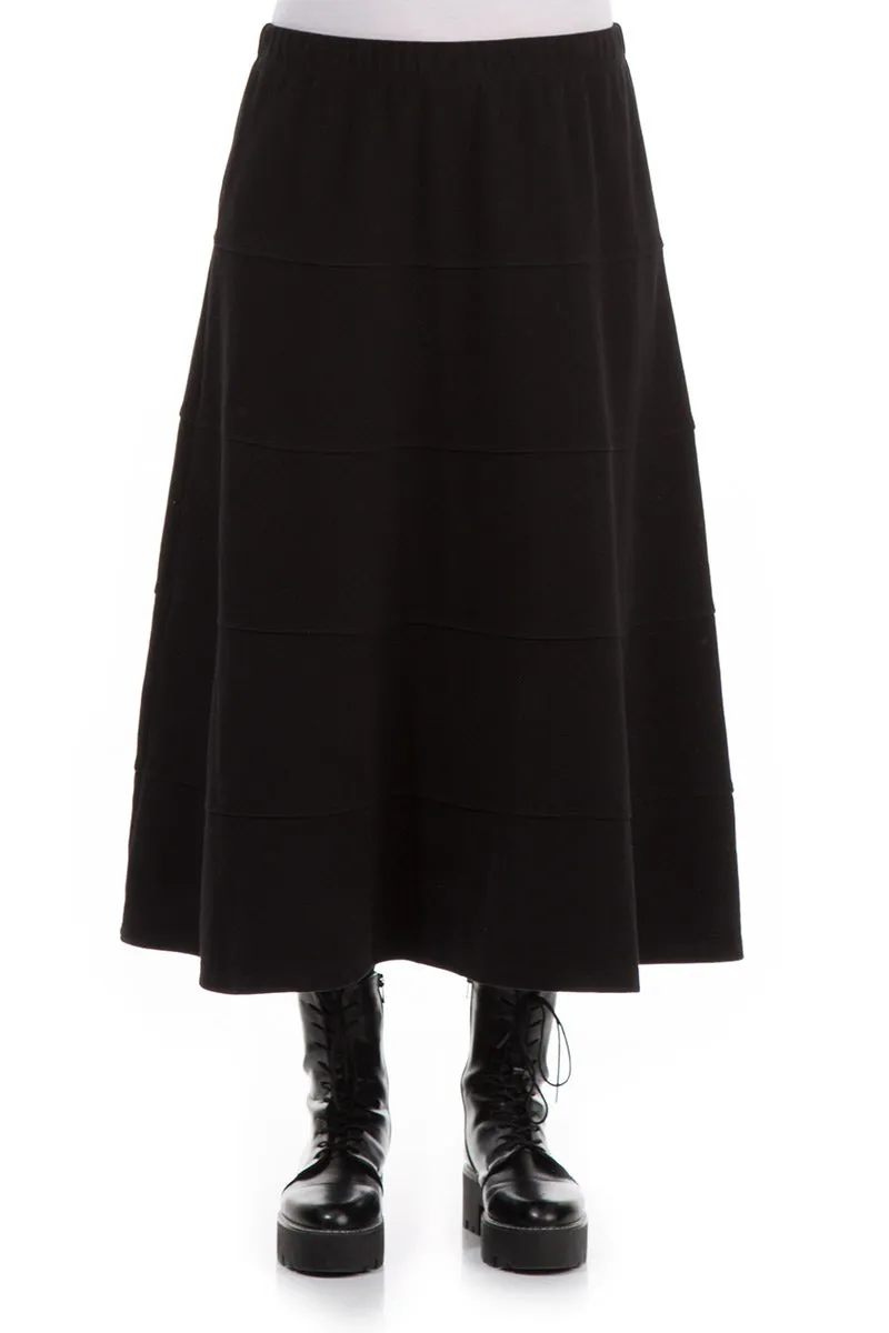 Unique Feature Black Cotton Jersey Bell Skirt