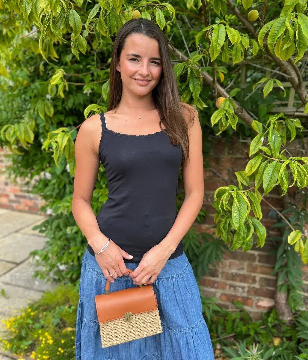 NonRestrictiveSilhouette Black Lace Trim Cami Top