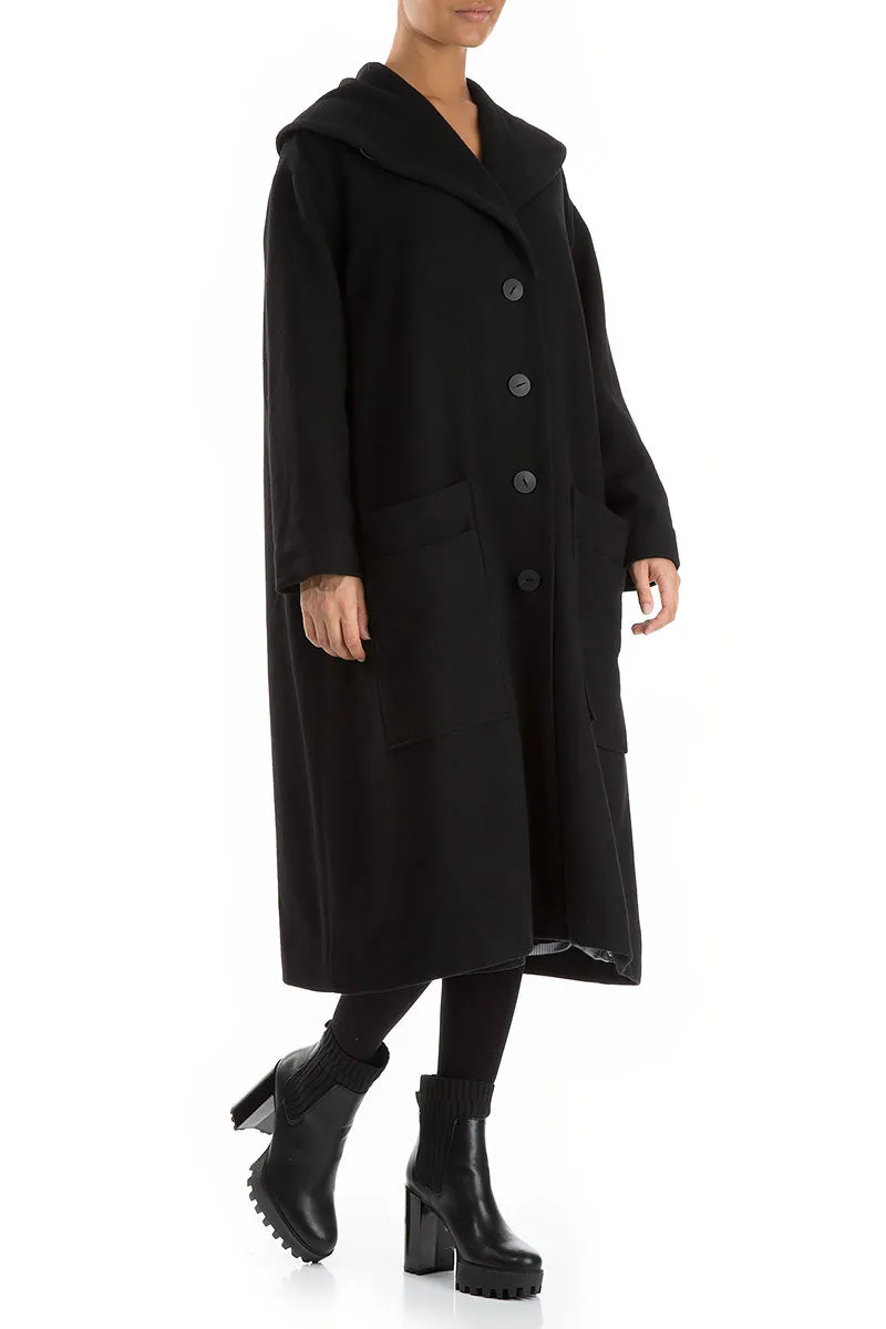 Black Light Wool Swing Coat QuickDryMaterial
