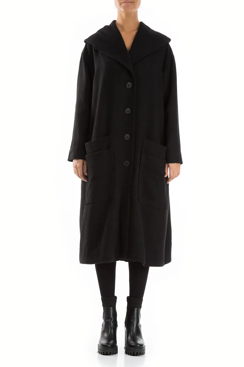 Black Light Wool Swing Coat DurableOuterShell Breezy Layer Option