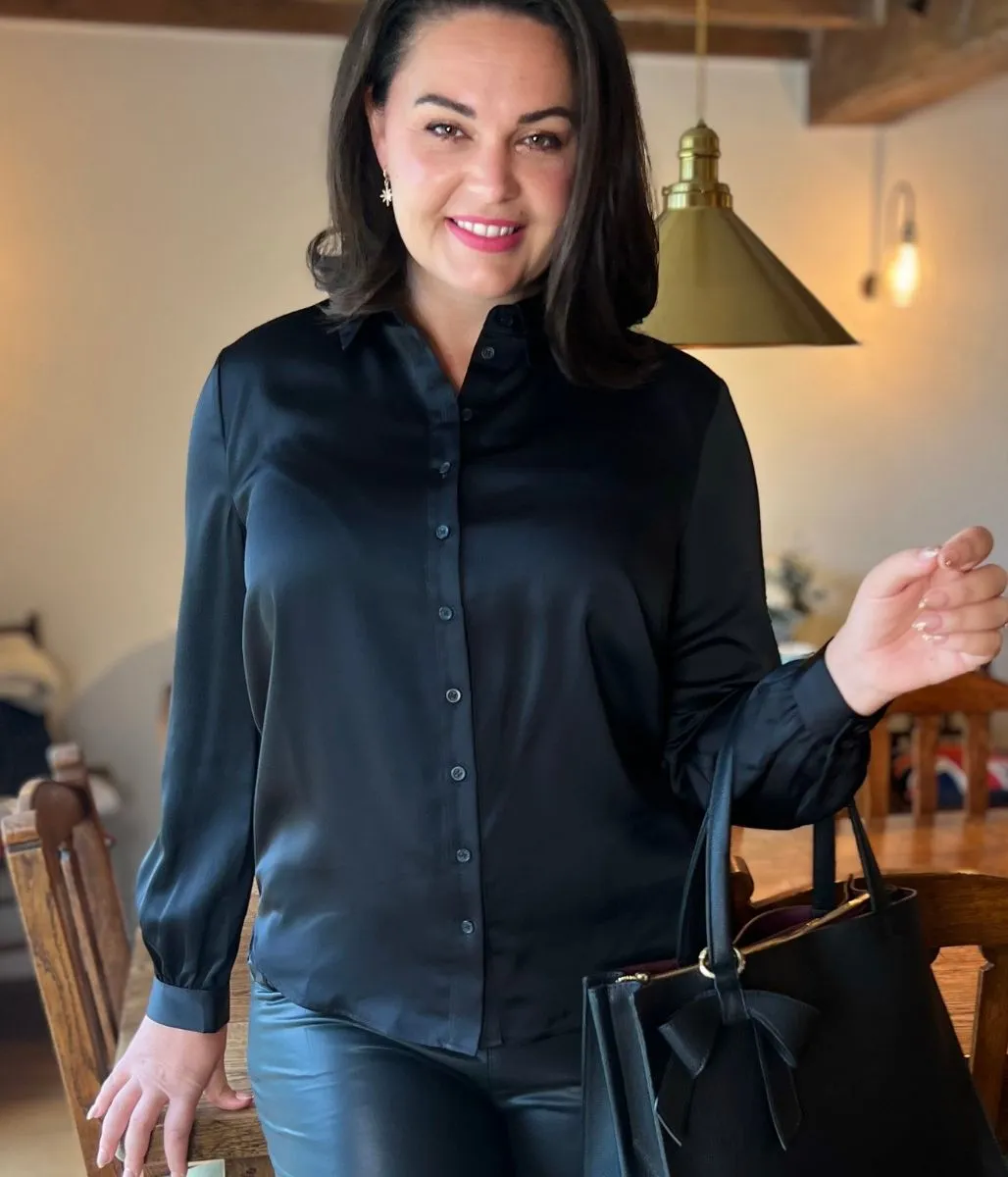 Handmade Fit Comfortable Hoodie Black Millie Satin Shirt