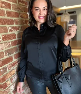 Black Millie Satin Shirt UVProtectionFinish FadeResistant