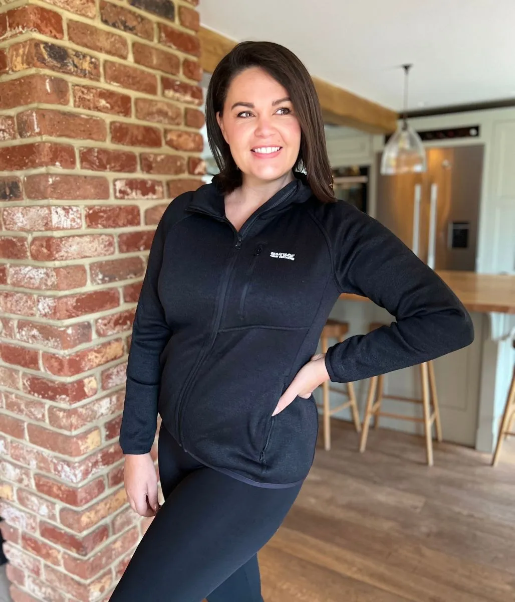 Black Newhill Hooded Full Zip Fleece Durable Chill Piece