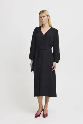BLACK PLEATED MIDI DRESS Happy Scent Winter-Season
