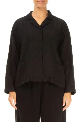 Oversized Silhouette Black Pleated Silk Bamboo Jacket