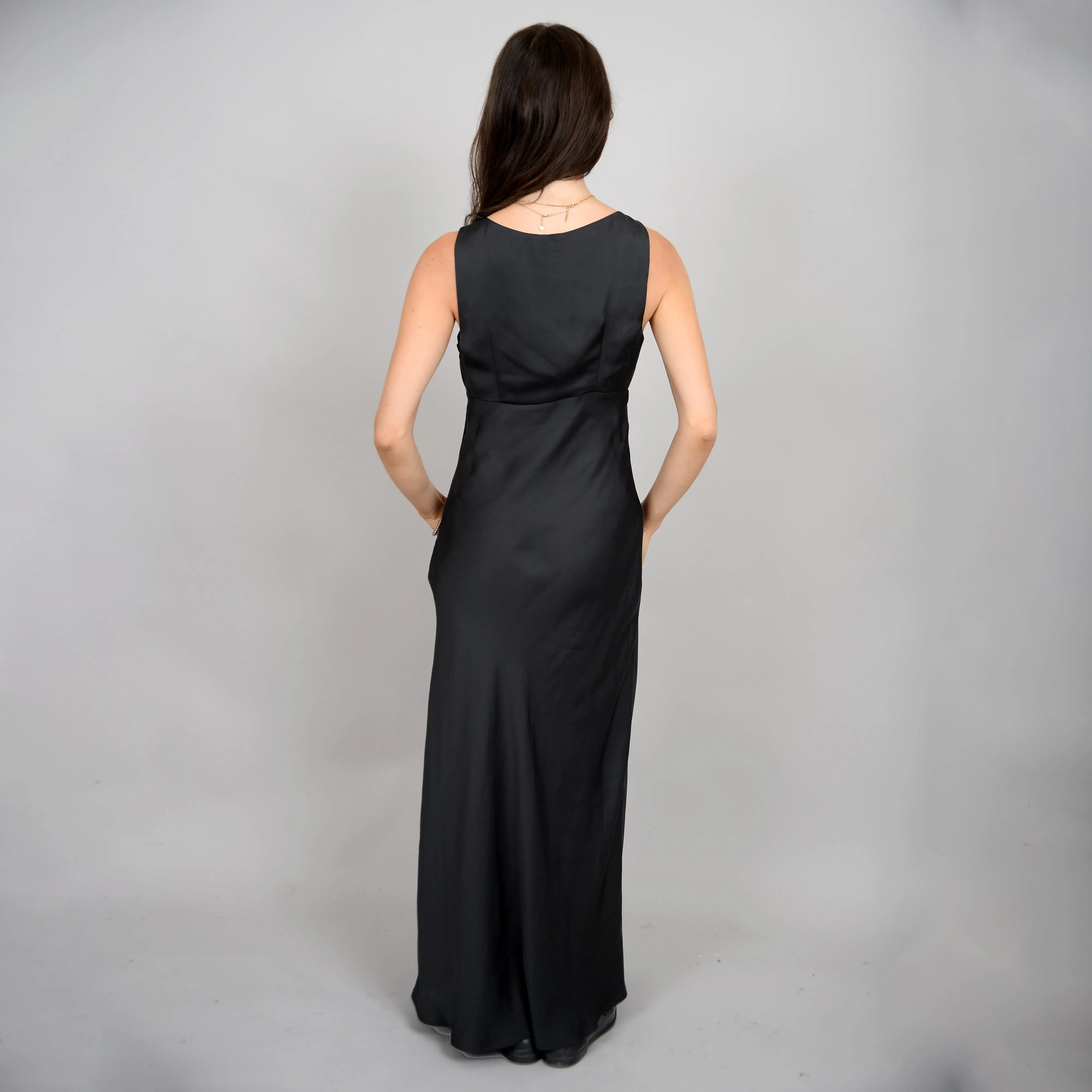 BLACK SILKY MAXI DRESS Comfy and Chic Refined Cut