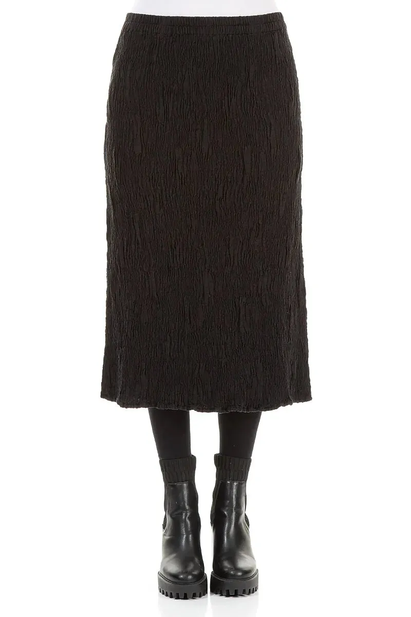 Black Textured Silk Linen Pencil Skirt Light Mood Creative Layering
