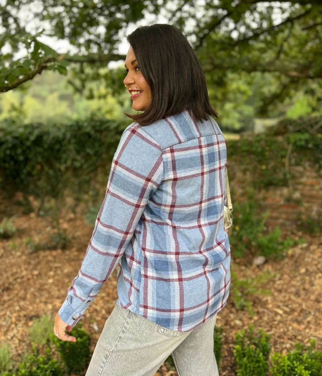 Recycle Glow Suburb Ease Blue Check Soft Jersey Shirt